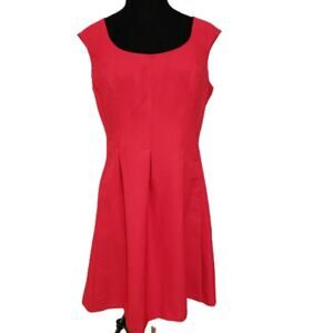 9 & Co. Dress Red Cap Sleeve Pleated Textured Sleeveless Plus Size Pocket Dress